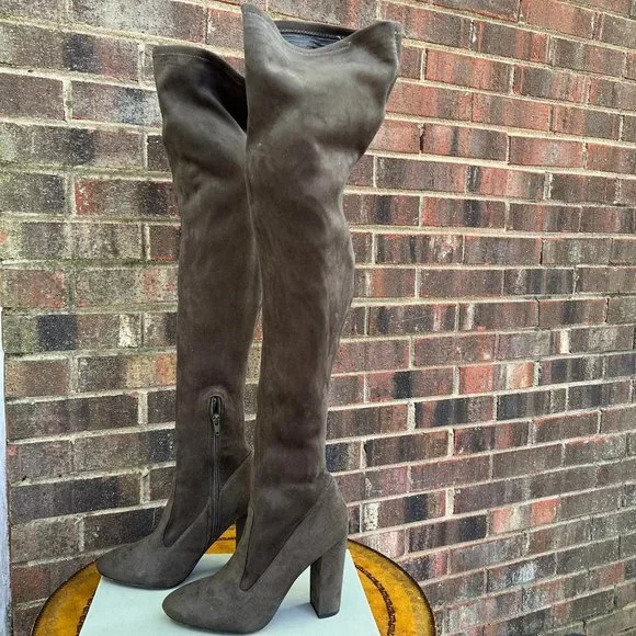 Aldo Shoes Aldo Olive Green Suede Over The Knee Boots Size